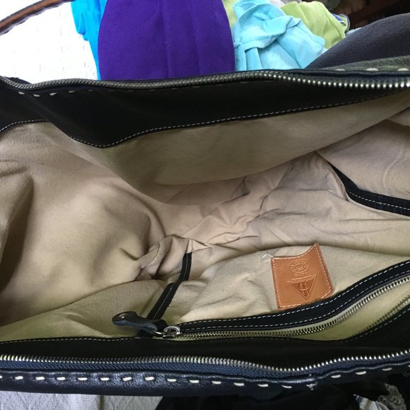 Leather Slouchy Bag, Italian, Gianni Segatta, Blac - Picture 7 of 9